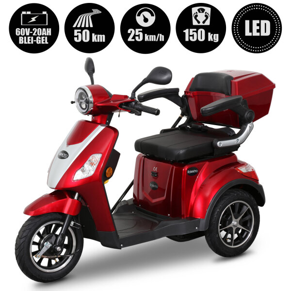 E-Trike 25 V.2 Blei-Gel, 25 km/h EEC Rot